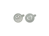 Pochoirs a cafe en acier inoxydable  Smiley et Coeur  2 pieces