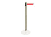 Pied pour poteau barriere  Retractable  RVS 100cm avec corde 205cm rouge